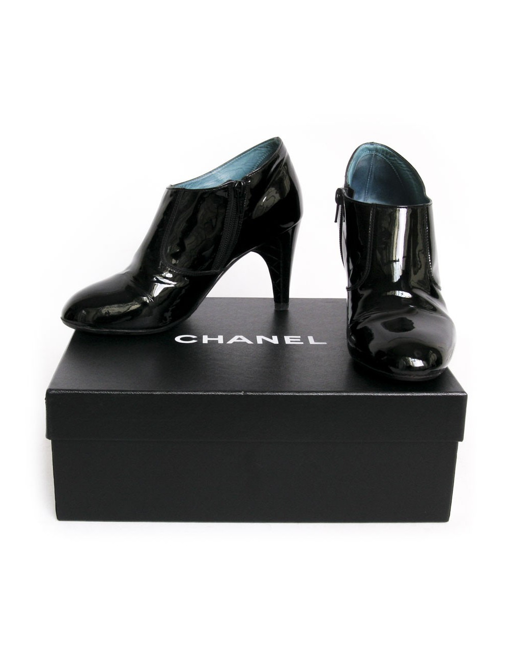 Mi-Boots CHANEL t 36.5 cuir verni noir