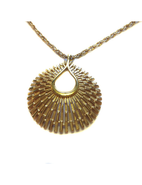 Collier et pendentif TRIFARI en métal doré