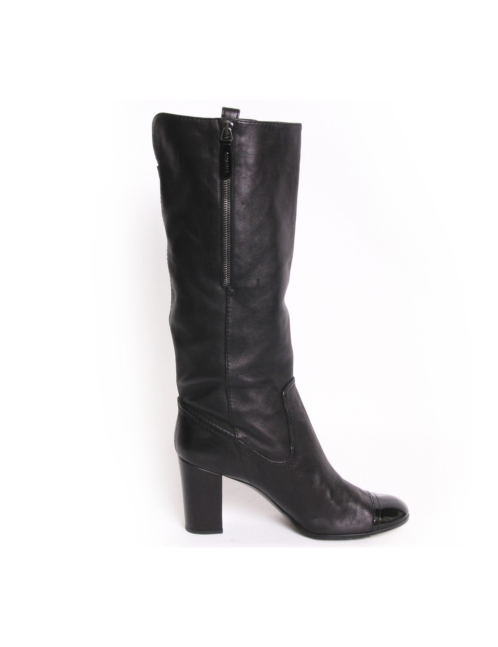 Bottes CHANEL T 41.5 Cuir d'agneau et vernis noirs