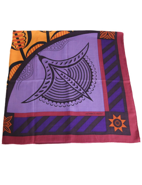 Châle HERMES "Géométrie crêtoise" cachemire et soie