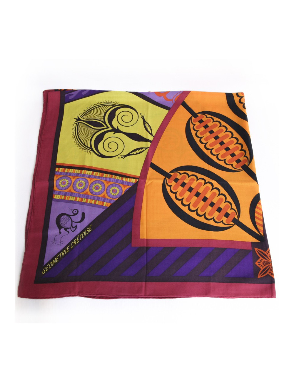 Châle HERMES "Géométrie crêtoise" cachemire et soie