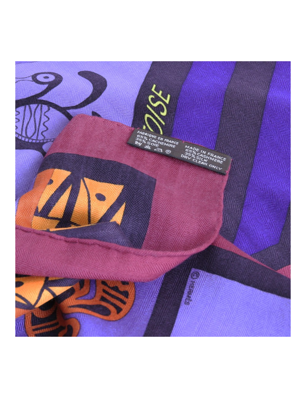 Châle HERMES "Géométrie crêtoise" cachemire et soie