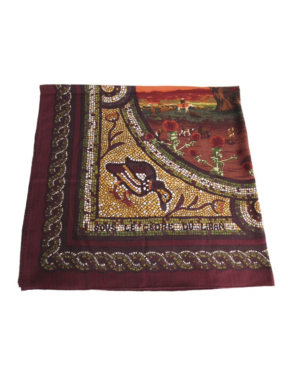 Châle HERMES "mosaïques"en cachemire et soie