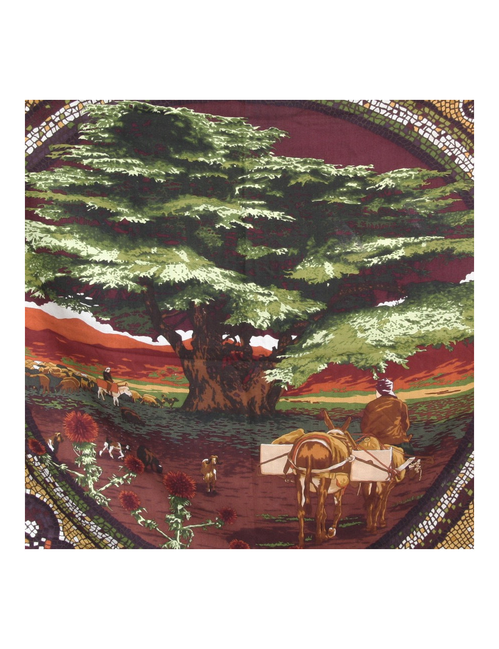 Châle HERMES "mosaïques"en cachemire et soie