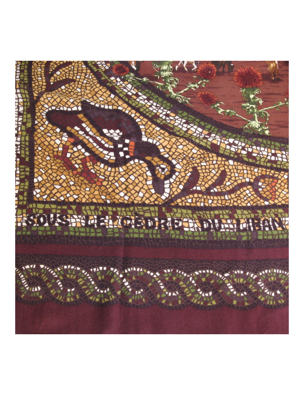 Châle HERMES "mosaïques"en cachemire et soie