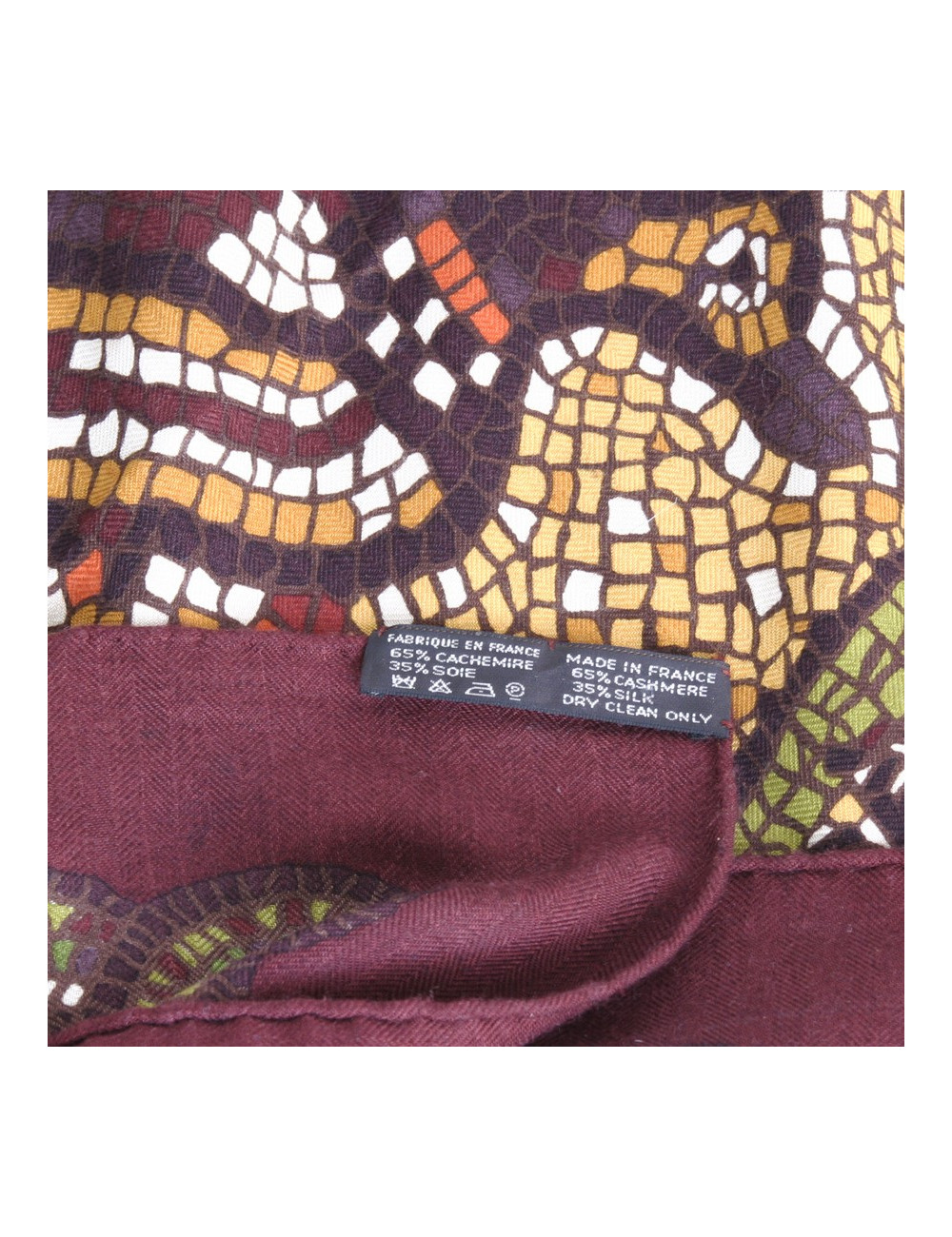 Châle HERMES "mosaïques"en cachemire et soie