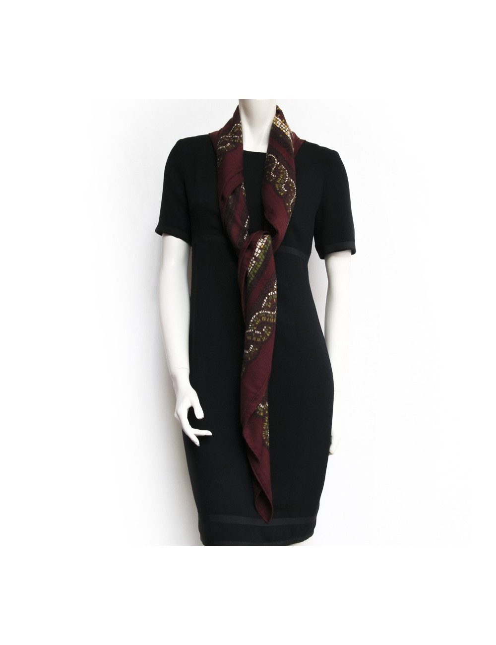 Châle HERMES "mosaïques"en cachemire et soie