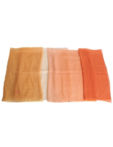 Châle HERMES en cachemire et soie jaune dégradé orange