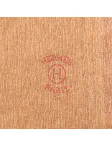 Châle HERMES en cachemire et soie jaune dégradé orange 2