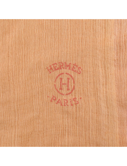Châle HERMES en cachemire et soie jaune dégradé orange
