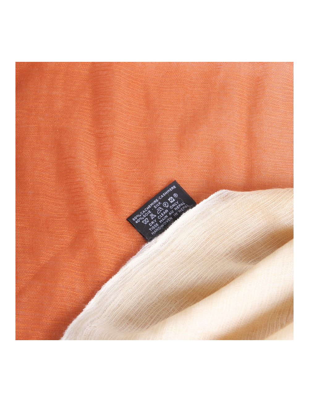 Châle HERMES en cachemire et soie jaune dégradé orange