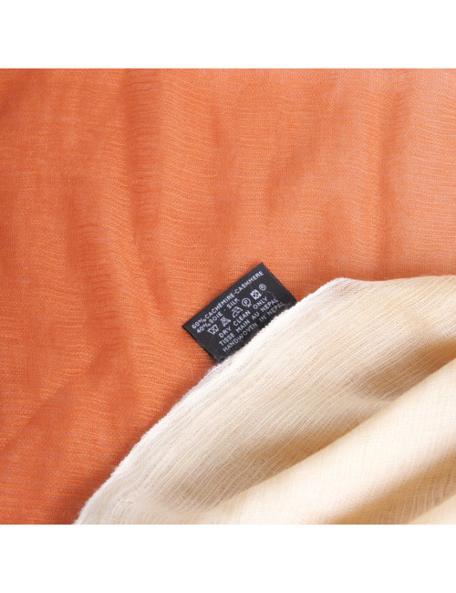 Châle HERMES en cachemire et soie jaune dégradé orange