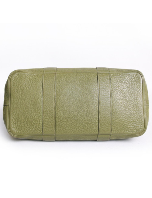 sac Garden party HERMES toile kaki et cuir taurillon Clémence bicolore