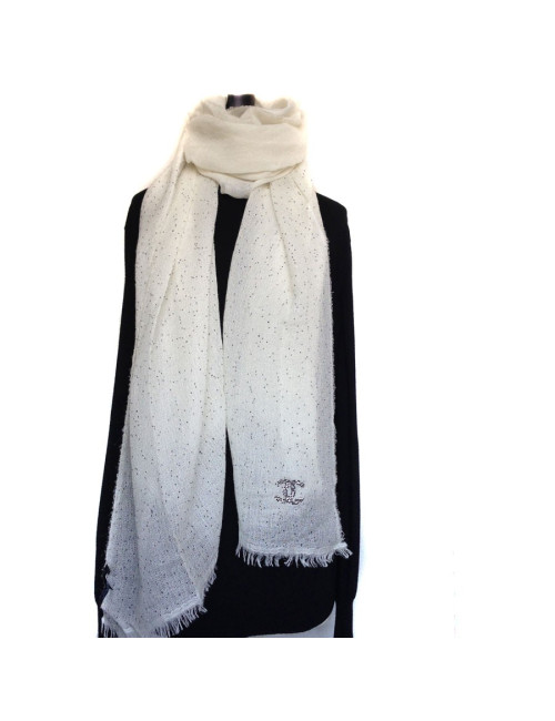 Etole CHANEL écrue en cachemire, soie et petites perles