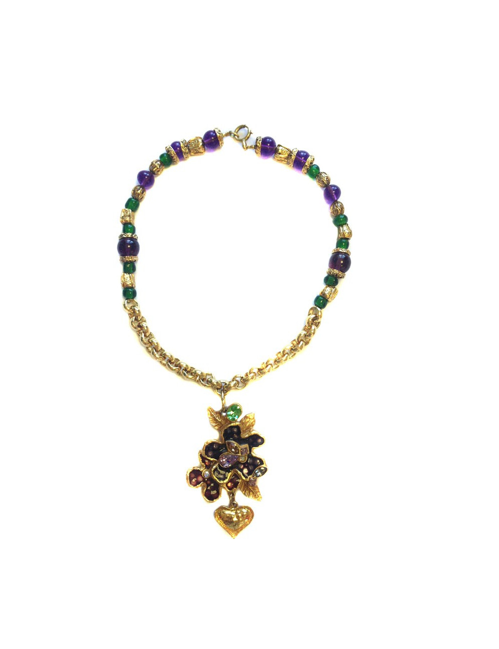 Collier haute couture CHRISTIAN LACROIX fleurs multicolore 