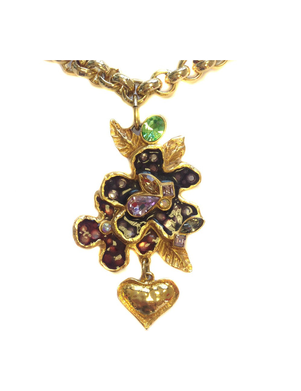 Collier haute couture CHRISTIAN LACROIX fleurs multicolore 