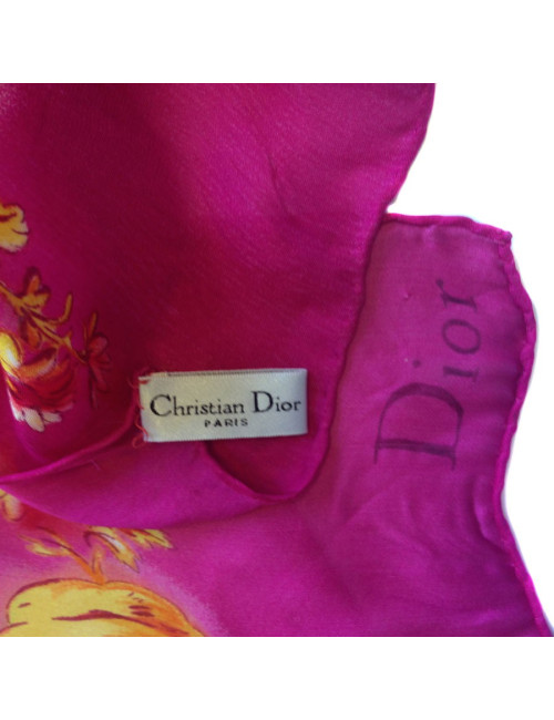 Foulard soie Christian Dior fushia