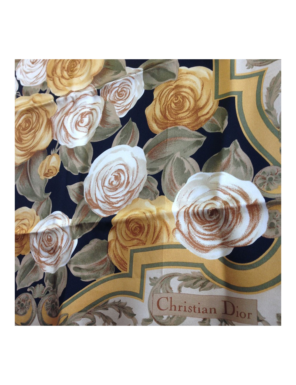 Foulard CHRISTIAN DIOR en soie noire et or