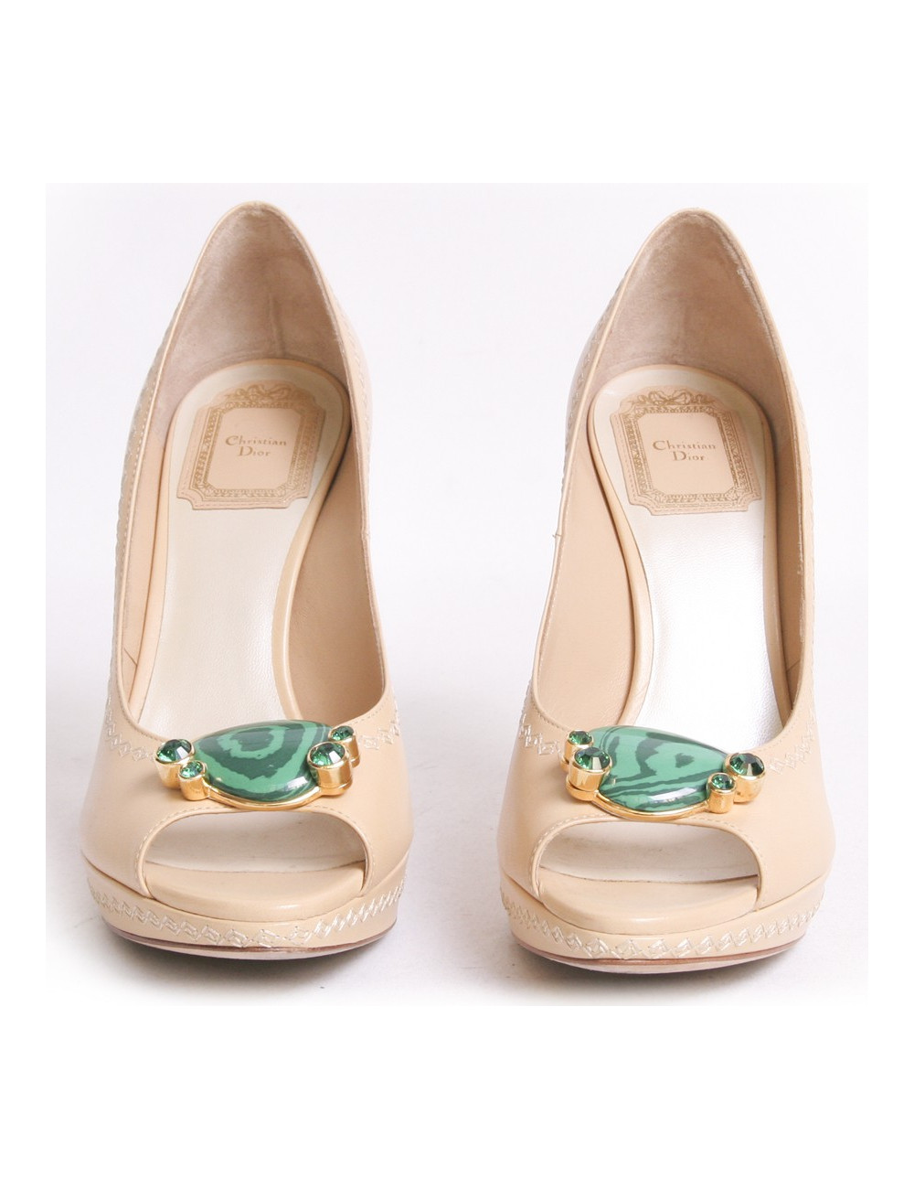 Sandales hautes DIOR T 37.5 bijou vert malachite