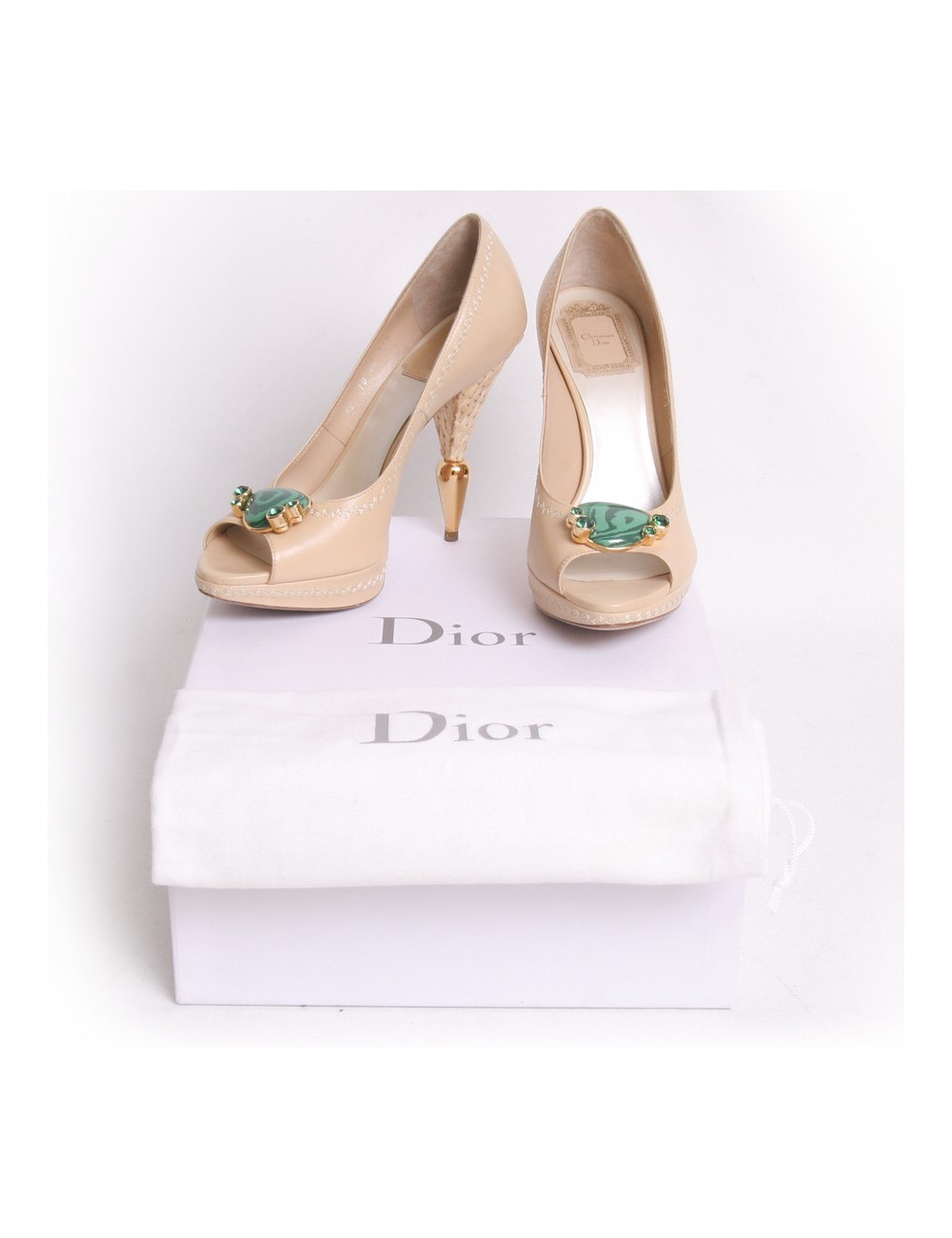 Sandales hautes DIOR T 37.5 bijou vert malachite