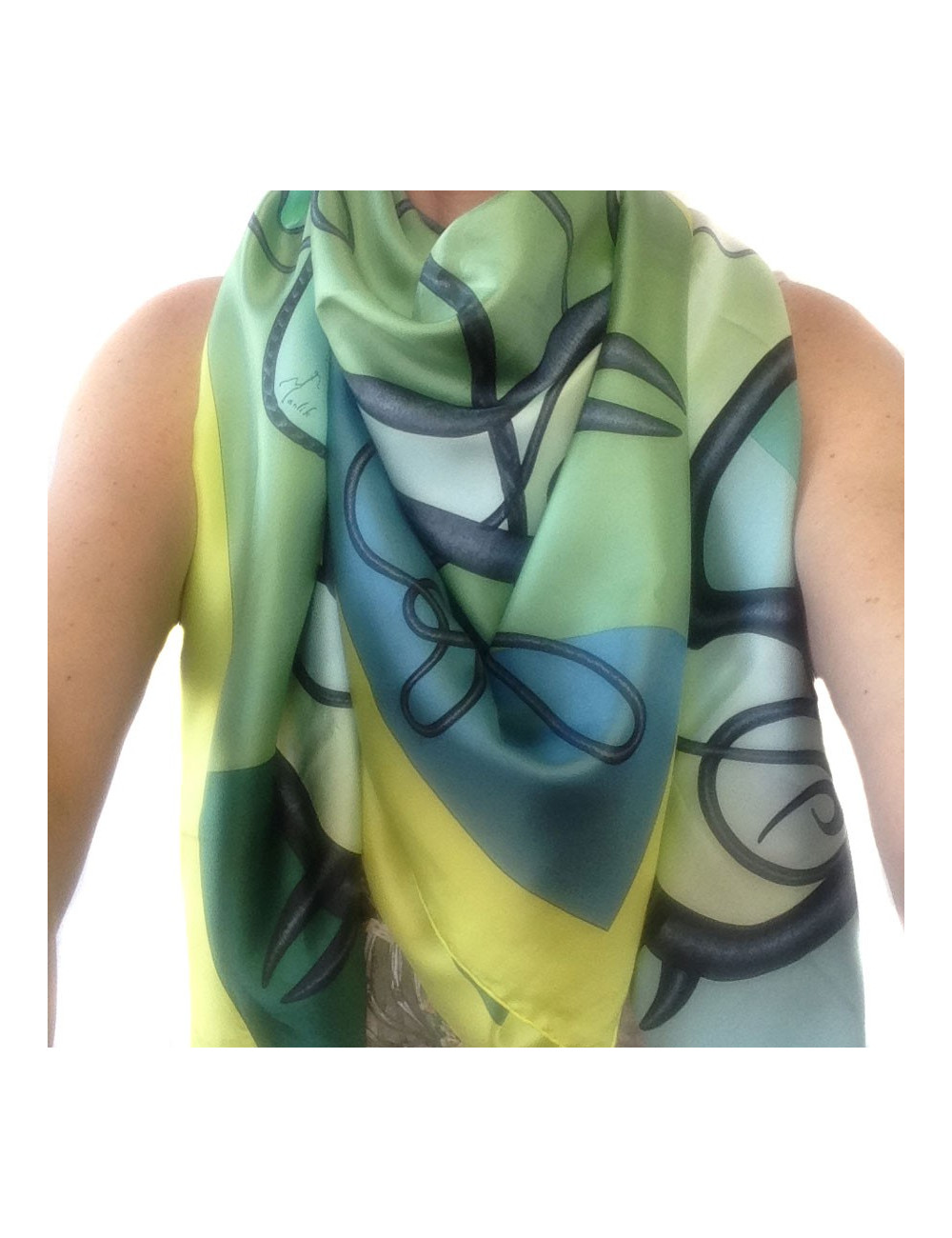 Carré géant "Coup de fouet" HERMES en soie