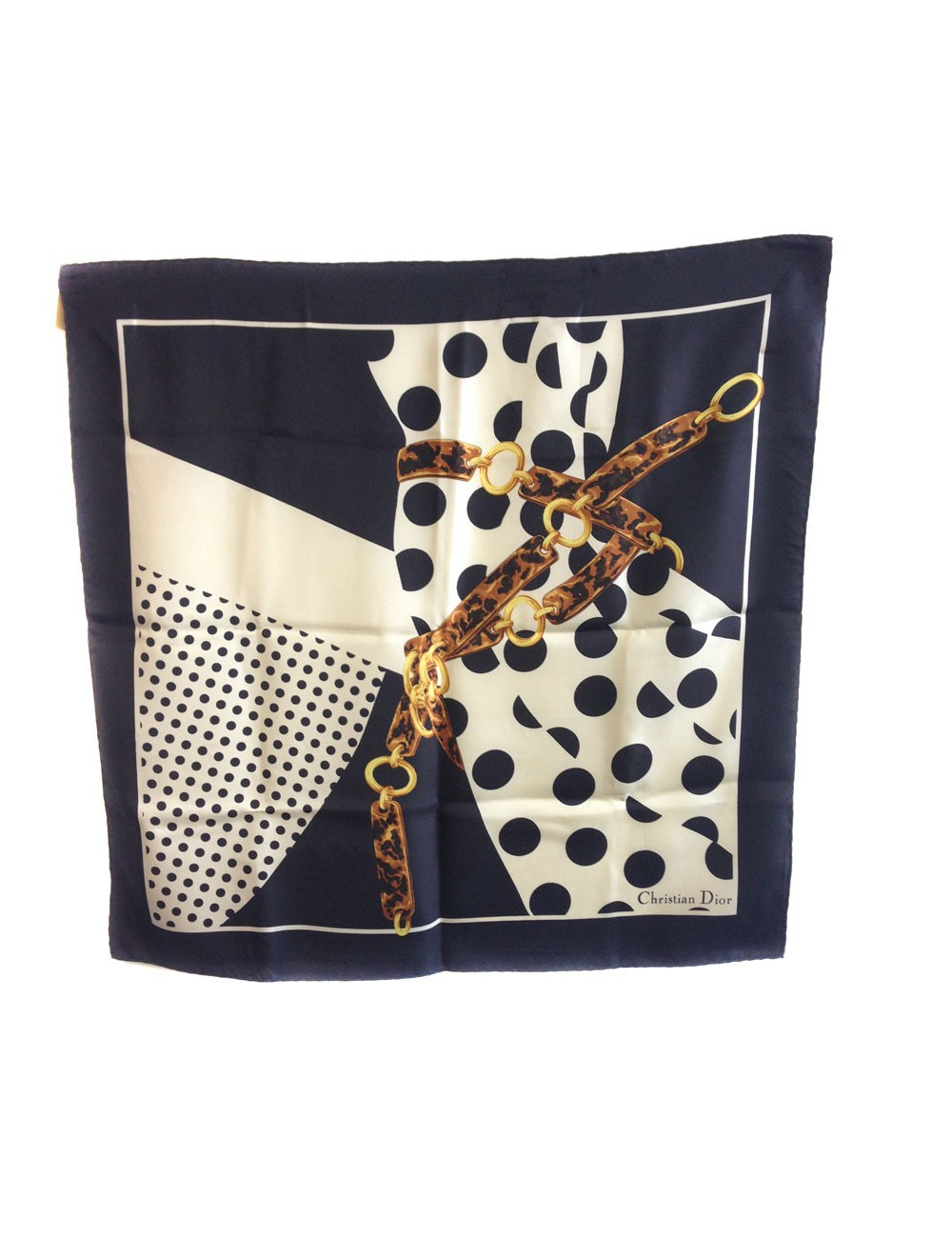 Foulard DIOR en soie beige et noir