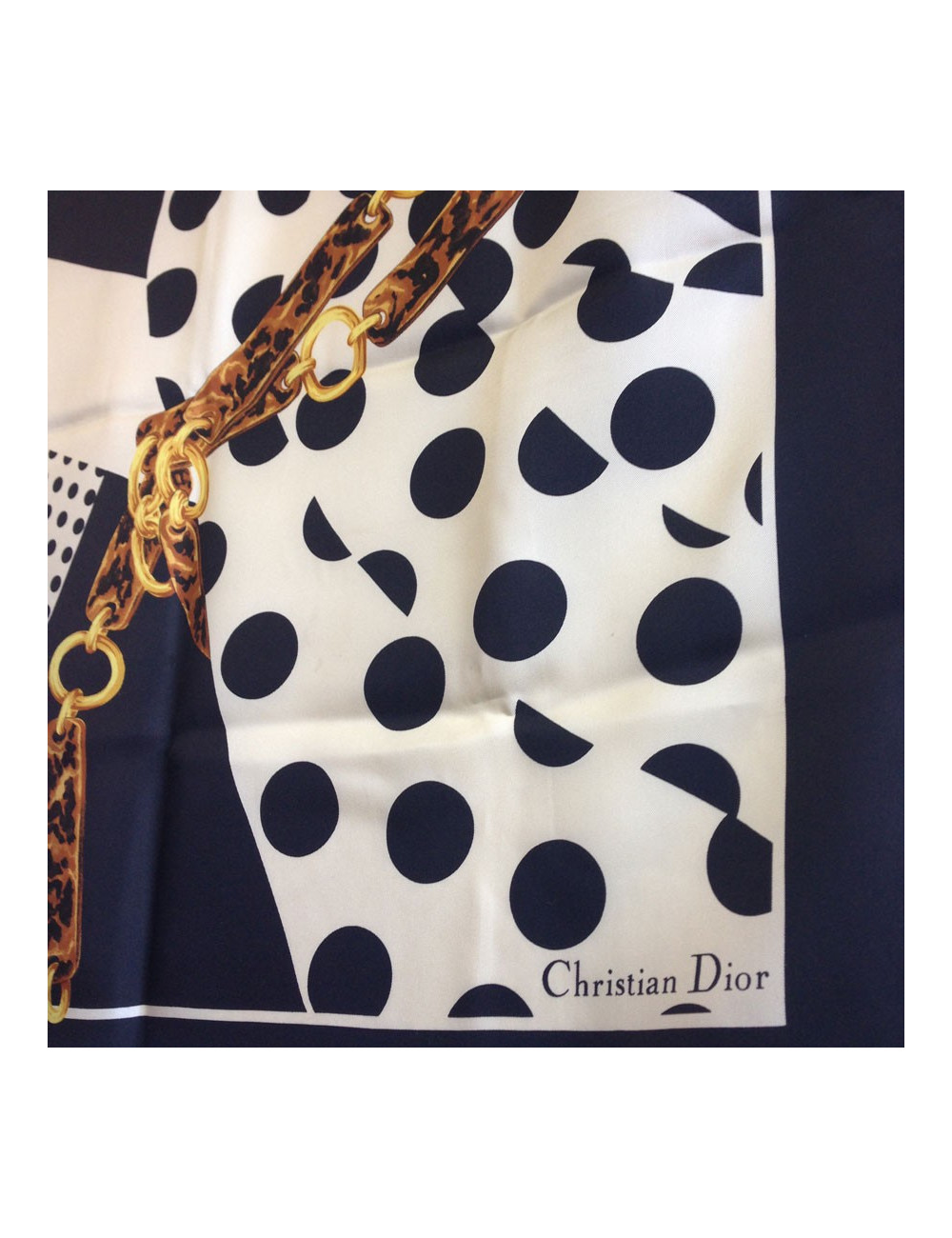 Foulard DIOR en soie beige et noir