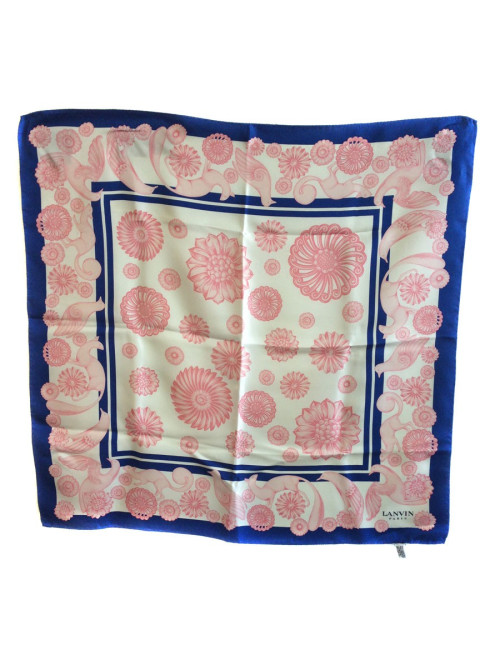 Foulard LANVIN en soie rose et bleu
