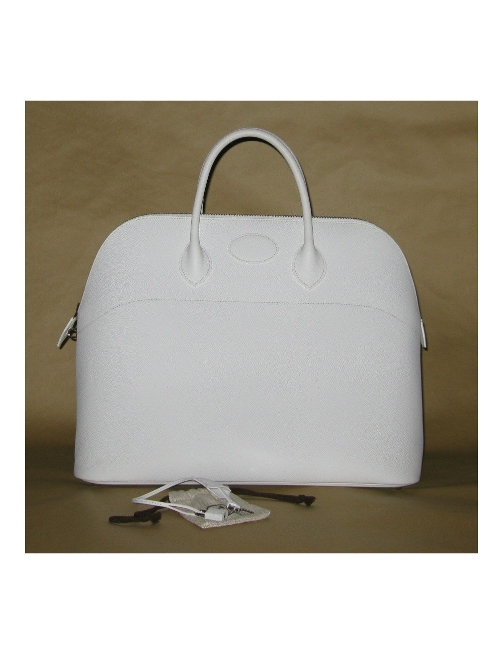 Grand sac Bolide HERMES en cuir epsom blanc 