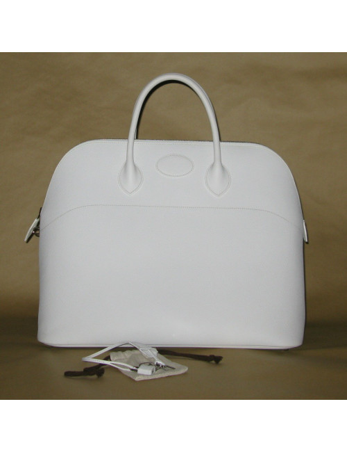 Grand sac Bolide HERMES en cuir epsom blanc 