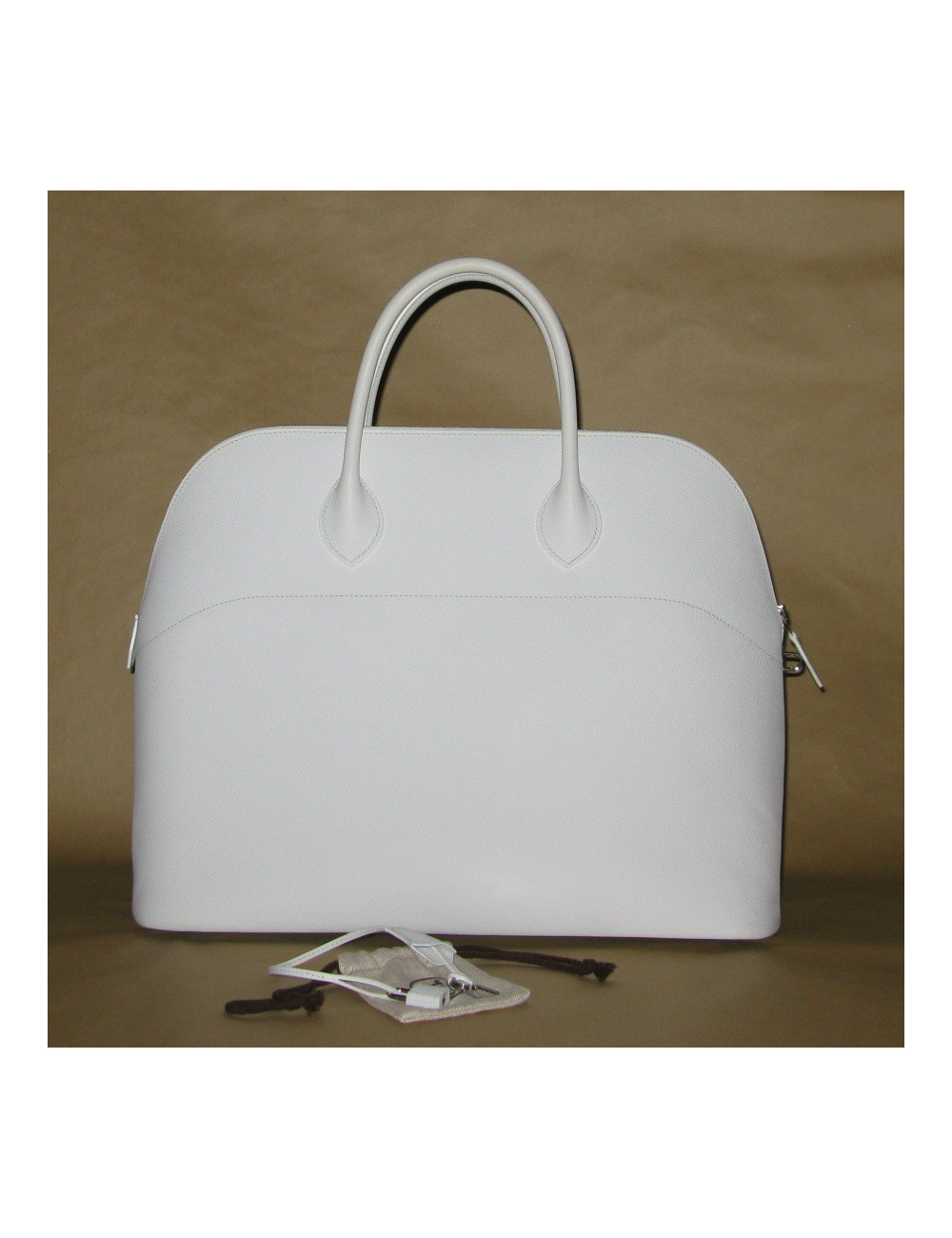 Grand sac Bolide HERMES en cuir epsom blanc 