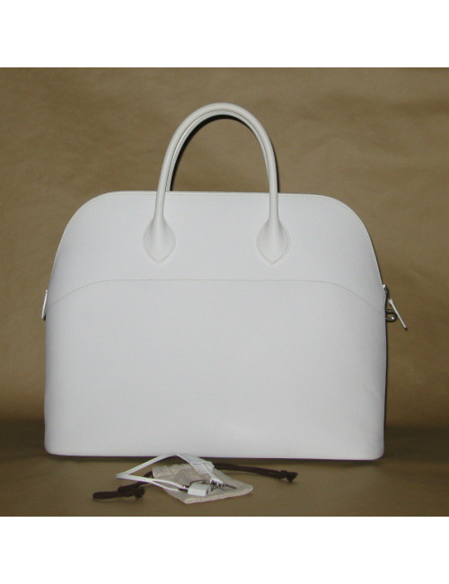 Grand sac Bolide HERMES en cuir epsom blanc 