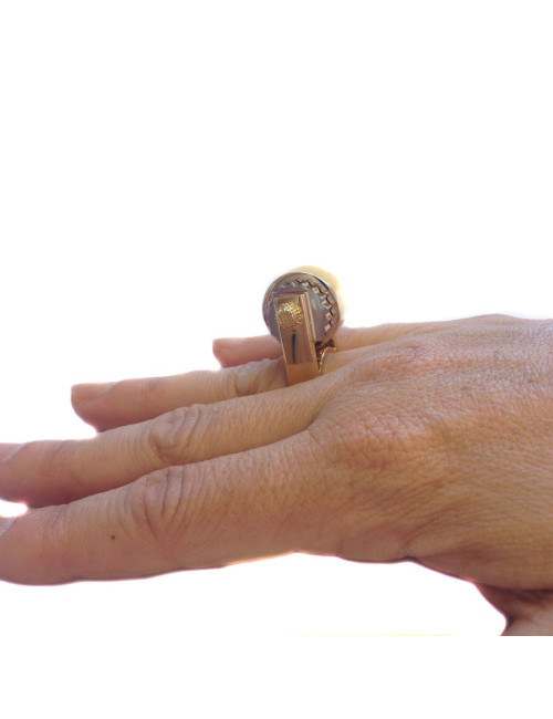 Bague articulée BALENCIAGA T53 cylindre écrou et clou dorée