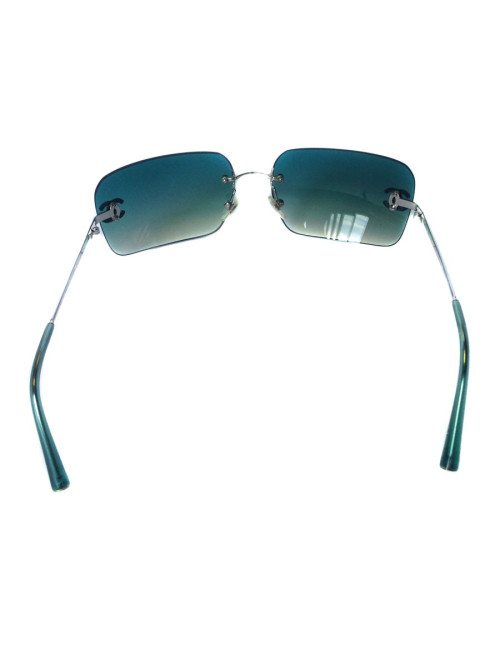 Lunettes de soleil CHANEL verre vert fumé double C strass