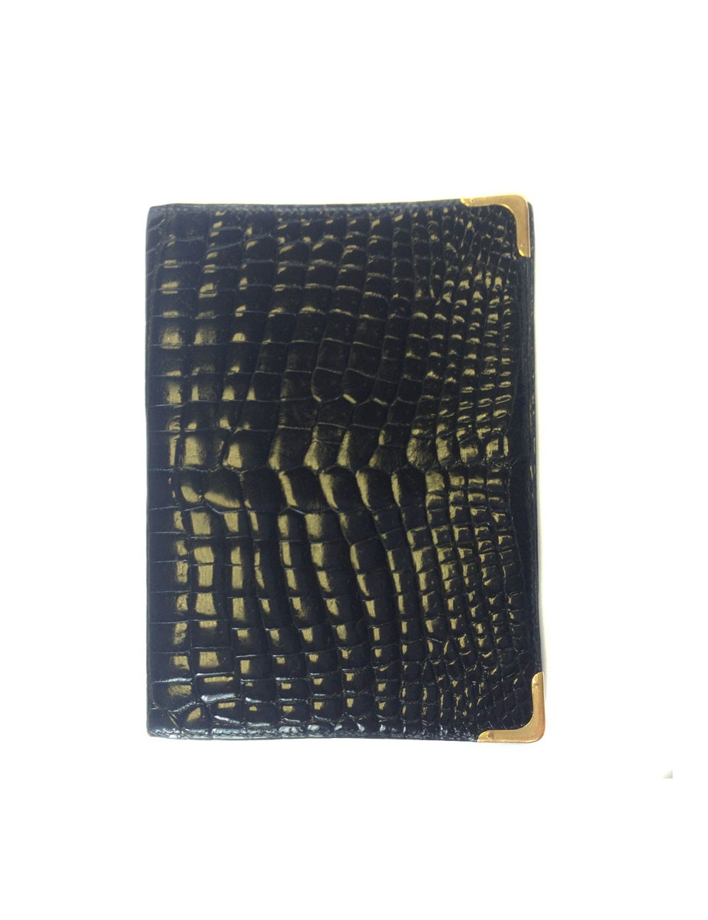 portefeuille MORABITO crocodile noir et bords en or 18 carats