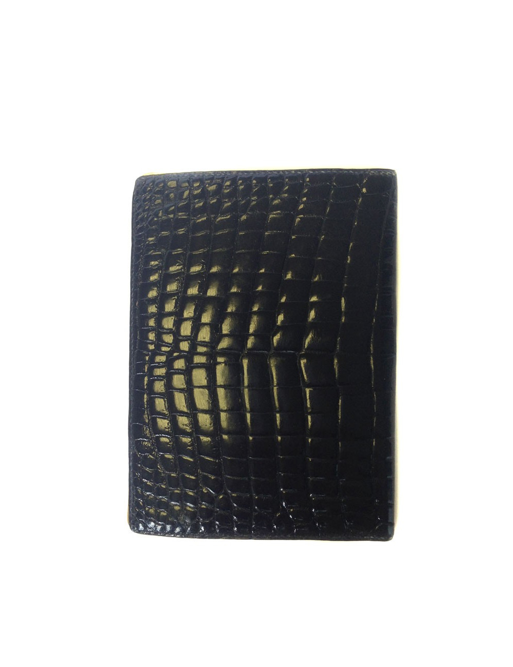portefeuille MORABITO crocodile noir et bords en or 18 carats
