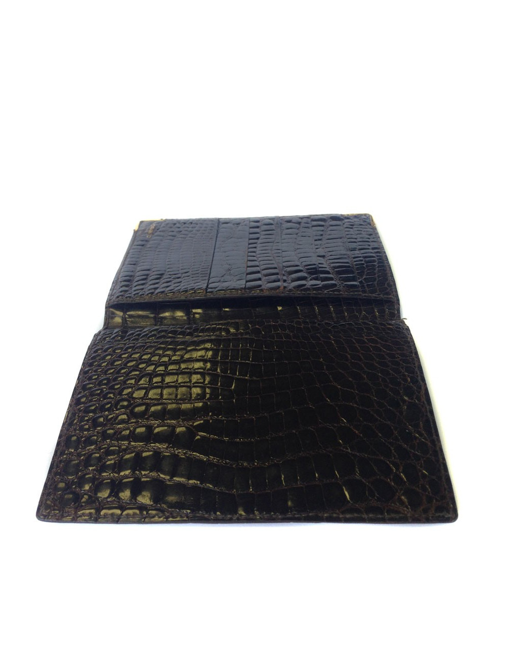 Portefeuille MORABITO crocodile marron coins en or 18 carats