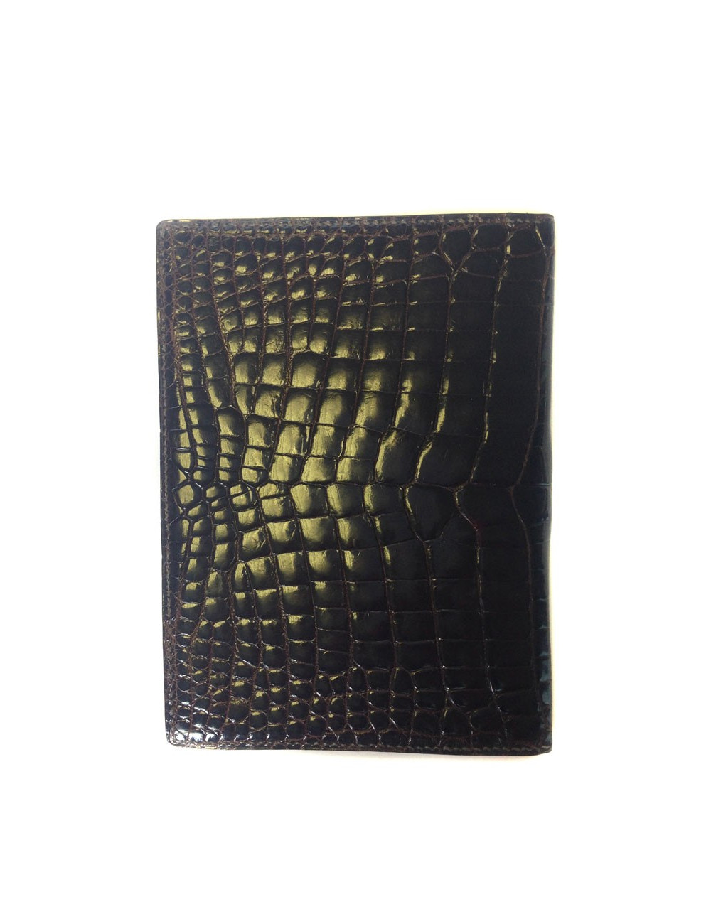 Portefeuille MORABITO crocodile marron coins en or 18 carats