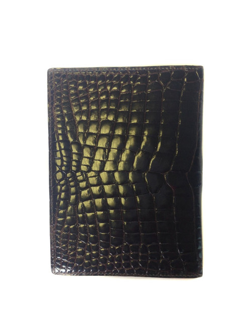 Portefeuille MORABITO crocodile marron coins en or 18 carats