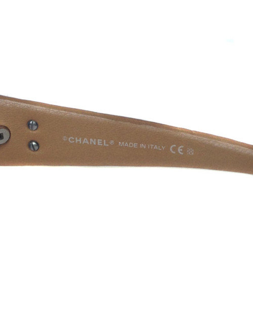 Lunettes de soleil CHANEL façon bois et branches cuir matelassé 
