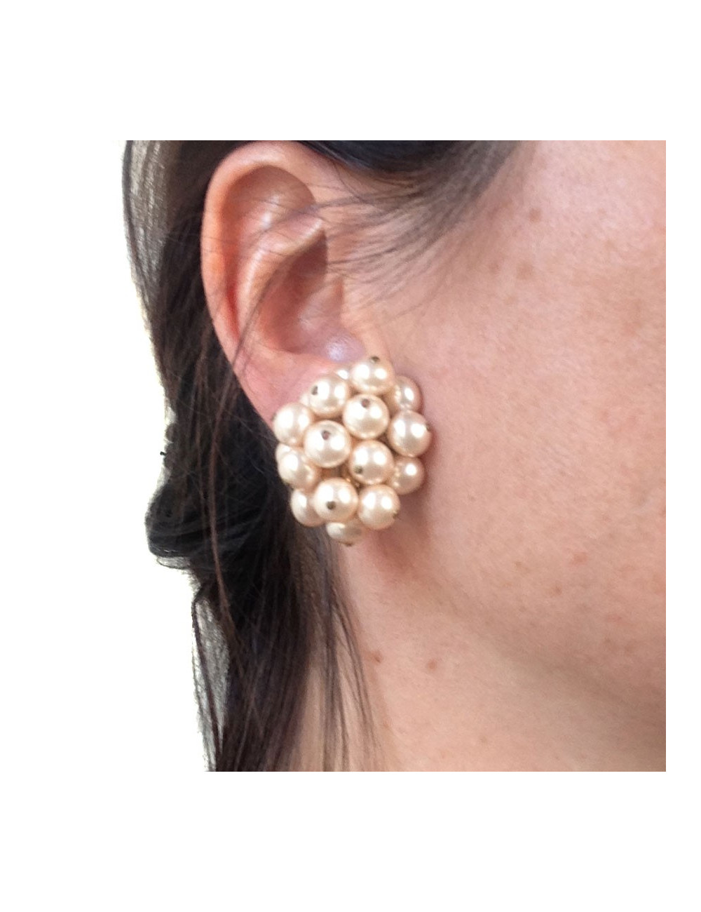 Clips d'oreille CHANEL perles nacrées roses