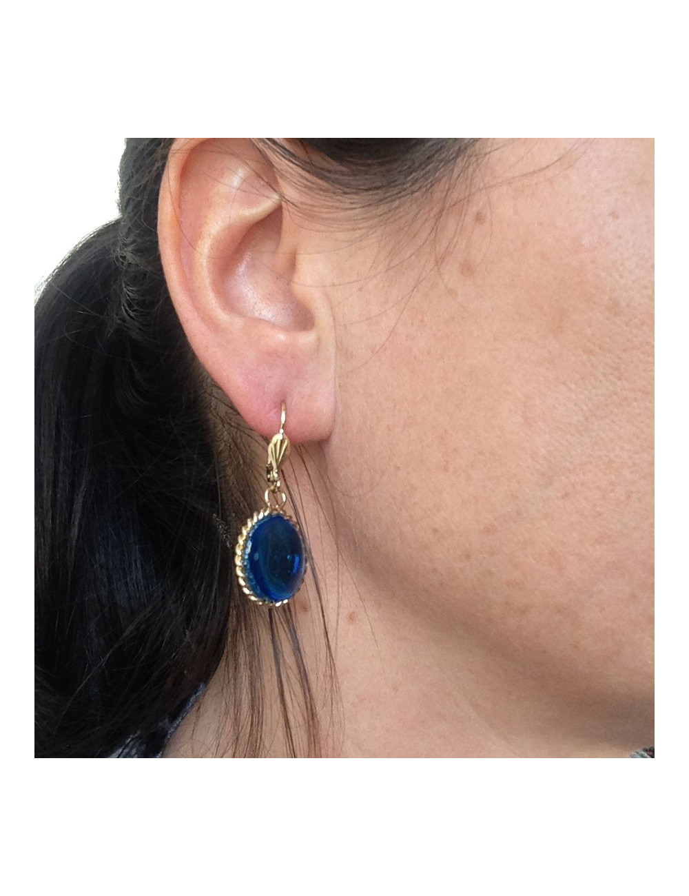 Clous d'oreille MARGUERITE DE VALOIS  bleu saphir