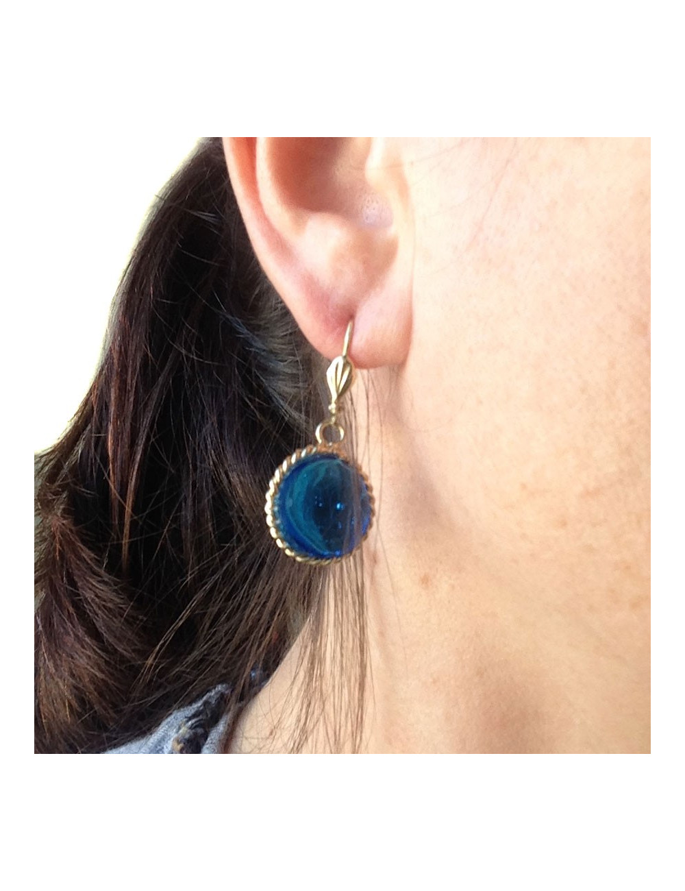 Clous d'oreille MARGUERITE DE VALOIS  bleu saphir