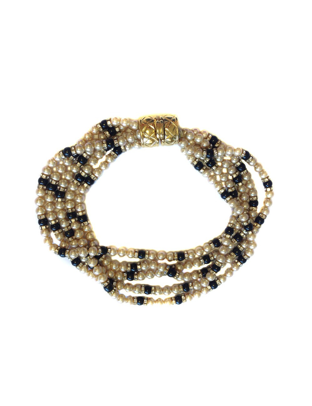 Collier ras du cou VOGUE BIJOUX multi rangs de perles et strass swarovski