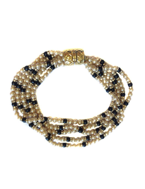 Collier ras du cou VOGUE BIJOUX multi rangs de perles et strass swarovski