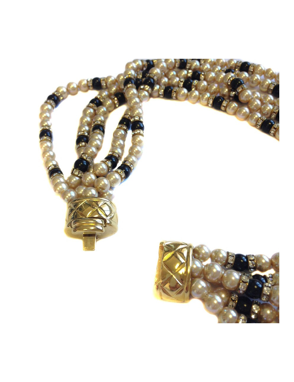 Collier ras du cou VOGUE BIJOUX multi rangs de perles et strass swarovski