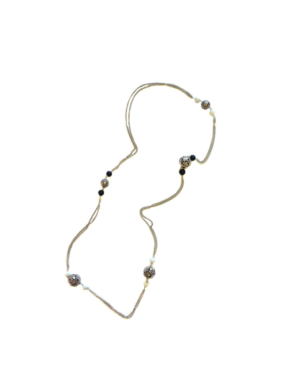 Sautoir MARGUERITE DE VALOIS, chaîne argentée, 