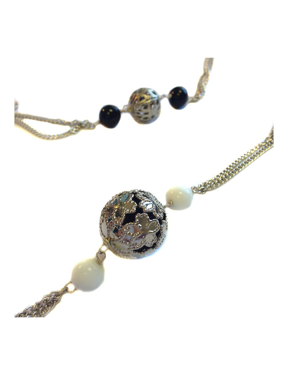 Sautoir MARGUERITE DE VALOIS, chaîne argentée, 