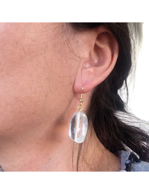 Clous MARGUERITE DE VALOIS pendants en crystal de roche