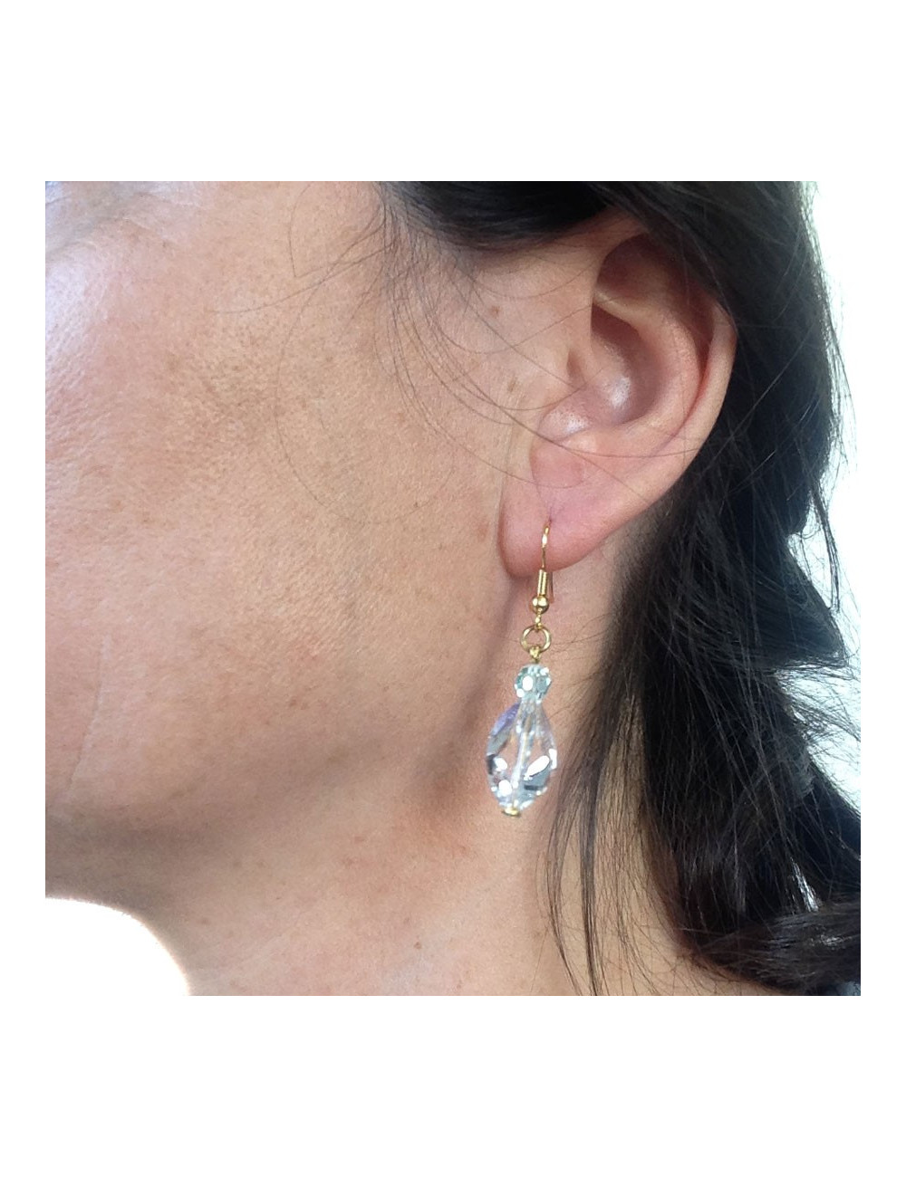 Clous MARGUERITE DE VAOIS crystal de roche bleu